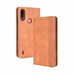 For Motorola Moto E7 Power Magnetic Buckle Retro Texture Horizontal Flip Leather Case with Holder & Card Slots & Photo Frame(Brown)