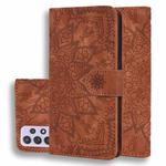 For Samsung Galaxy A52 5G / 4G Embossed Sunflower Pattern Horizontal Flip PU Leather Case with Holder & Card Slots & Wallet & Lanyard (Brown)