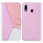 For Galaxy A10e / A20e Tricolor Stitching Horizontal Flip TPU + PU Leather Case with Holder & Card Slots & Wallet(Pink)