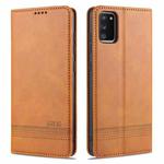 For Samsung Galaxy A02s AZNS Magnetic Calf Texture Horizontal Flip Leather Case with Card Slots & Holder & Wallet(Light Brown)