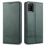 For Samsung Galaxy A02s AZNS Magnetic Calf Texture Horizontal Flip Leather Case with Card Slots & Holder & Wallet(Dark Green)