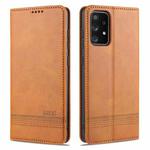 For Samsung Galaxy A72 5G / 4G AZNS Magnetic Calf Texture Horizontal Flip Leather Case with Card Slots & Holder & Wallet(Light Brown)