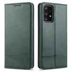 For Samsung Galaxy A72 5G / 4G AZNS Magnetic Calf Texture Horizontal Flip Leather Case with Card Slots & Holder & Wallet(Dark Green)