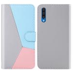 For Galaxy A50s Tricolor Stitching Horizontal Flip TPU + PU Leather Case with Holder & Card Slots & Wallet(Grey)