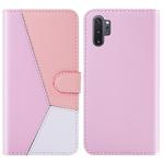 For Galaxy Note10+ / Note10+ 5G Tricolor Stitching Horizontal Flip TPU + PU Leather Case with Holder & Card Slots & Wallet(Pink)