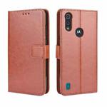 For Motorola Moto E6i Retro Crazy Horse Texture Horizontal Flip Leather Case with Holder & Card Slots & Lanyard(Brown)