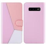For Galaxy S10+ Tricolor Stitching Horizontal Flip TPU + PU Leather Case with Holder & Card Slots & Wallet(Pink)