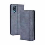 For Samsung Galaxy A02 / M02 Magnetic Buckle Retro Crazy Horse Texture Horizontal Flip Leather Case with Holder & Card Slots & Photo Frame(Blue)