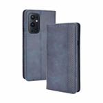 For OnePlus 9 Pro Magnetic Buckle Retro Crazy Horse Texture Horizontal Flip Leather Case with Holder & Card Slots & Photo Frame(Blue)