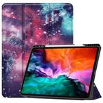 For iPad Pro 12.9 2022 / 2021 Colored Drawing Horizontal Flip TPU + PU Leather Tablet Case with Three-folding Holder & Sleep / Wake-up Function & Pen Slot(Milky Way)
