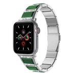 XingYao Series Two-tone Steel Watch Band For Apple Watch Series 8&7 41mm / SE 2&6&SE&5&4 40mm / 3&2&1 38mm(Silver+Green)