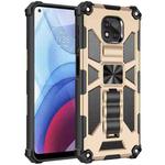 For Motorola Moto G Power (2021) Shockproof TPU + PC Magnetic Protective Case with Holder(Gold)