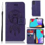 For Samsung Galaxy A72 5G / 4G Wind Chime Owl Embossing Pattern Horizontal Flip Leather Case with Holder & Card Slots & Wallet(Purple)
