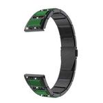 For Samsung Galaxy Watch 42mm Stainless Steel Diamond Encrusted Watch Band(Black+Green)