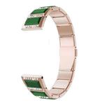 For Samsung Galaxy Watch 42mm Stainless Steel Diamond Encrusted Watch Band(Gold+Green)