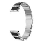 For Samsung Galaxy Watch 42mm Stainless Steel Diamond Encrusted Watch Band(Silver+Black)