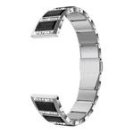 For Samsung Galaxy Watch 46mm Stainless Steel Diamond Encrusted Watch Band(Silver+Black)