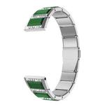 For Samsung Galaxy Watch 3 41mm Stainless Steel Diamond Encrusted Watch Band(Silver+Green)
