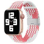 Braided + Stainless Steel Watch Band For Apple Watch Series 9&8&7 41mm / SE 3&SE 2&6&SE&5&4 40mm / 3&2&1 38mm(Z Pattern Pink White)
