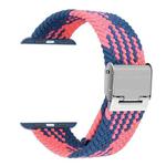 Braided + Stainless Steel Watch Band For Apple Watch Series 9&8&7 41mm / SE 3&SE 2&6&SE&5&4 40mm / 3&2&1 38mm(Blue Pink)