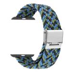 Braided + Stainless Steel Watch Band For Apple Watch Series 9&8&7 41mm / SE 3&SE 2&6&SE&5&4 40mm / 3&2&1 38mm(Black Blue Green)