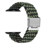Braided + Stainless Steel Watch Band For Apple Watch Series 7 41mm / 6 & SE & 5 & 4 40mm / 3 & 2 & 1 38mm(Black Green)