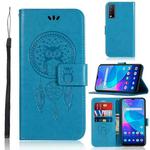 For vivo Y20s Wind Chime Owl Embossing Pattern Horizontal Flip Leather Case with Holder & Card Slots & Wallet(Blue)