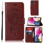 For Motorola Moto G Stylus (2021) Wind Chime Owl Embossing Pattern Horizontal Flip Leather Case with Holder & Card Slots & Wallet(Brown)