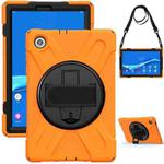 For Lenovo Tab M10 HD 2nd Gen TB-X306X Shockproof Colorful Silicone + PC Protective Case with Holder & Hand Grip Strap & Shoulder Strap(Orange)