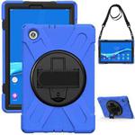 For Lenovo Tab M10 HD 2nd Gen TB-X306X Shockproof Colorful Silicone + PC Protective Case with Holder & Hand Grip Strap & Shoulder Strap(Blue)