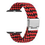 Braided + Stainless Steel Watch Band For Apple Watch Ultra 49mm&Watch Ultra 2 49mm / Series 9&8&7 45mm / SE 3&SE 2&6&SE&5&4 44mm / 3&2&1 42mm(Horizontal Black Red)