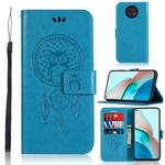 For Xiaomi Redmi Note 9 5G Wind Chime Owl Embossing Pattern Horizontal Flip Leather Case with Holder & Card Slots & Wallet(Blue)