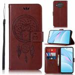 For Xiaomi Mi 10T Lite 5G Wind Chime Owl Embossing Pattern Horizontal Flip Leather Case with Holder & Card Slots & Wallet(Brown)