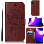 For Xiaomi Mi 10 Lite 5G Wind Chime Owl Embossing Pattern Horizontal Flip Leather Case with Holder & Card Slots & Wallet(Brown)