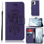 For Xiaomi Mi 11 Wind Chime Owl Embossing Pattern Horizontal Flip Leather Case with Holder & Card Slots & Wallet(Purple)