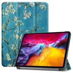 For iPad Pro 11 2022 / 2021 Colored Drawing Horizontal Flip PC + PU Leather Tablet Case with Three-folding Holder & Sleep / Wake-up Function(Apricot Flower)