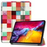 For iPad Pro 11 2022 / 2021 Colored Drawing Horizontal Flip PC + PU Leather Tablet Case with Three-folding Holder & Sleep / Wake-up Function(Magic Cube)