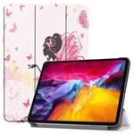 For iPad Pro 11 2022 / 2021 Colored Drawing Horizontal Flip PC + PU Leather Tablet Case with Three-folding Holder & Sleep / Wake-up Function(Elf Girl)