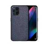 For OPPO Find X3 Shockproof Splicing PU + Cloth Protective Case(Dark Blue)