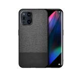For OPPO Find X3 Shockproof Splicing PU + Cloth Protective Case(Stitching Black)