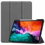 For iPad Pro 12.9 2022 / 2021 Horizontal Flip Honeycomb TPU + PU Leather Tablet Case with Three-folding Holder & Sleep / Wake-up Function & Pen Slot(Grey)