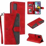 For Samsung Galaxy A52 5G / 4G Stitching Calf Texture Horizontal Flip Leather Case with Holder & Card Slots & Wallet(Red)