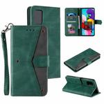 For Samsung Galaxy A52 5G / 4G Stitching Calf Texture Horizontal Flip Leather Case with Holder & Card Slots & Wallet(Green)