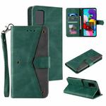 For Samsung Galaxy A72 5G / 4G Stitching Calf Texture Horizontal Flip Leather Case with Holder & Card Slots & Wallet(Green)