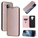 For Nokia 7.3 Carbon Fiber Texture Horizontal Flip TPU + PC + PU Leather Case with Card Slot(Pink)