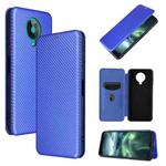 For Nokia 6.3 Carbon Fiber Texture Horizontal Flip TPU + PC + PU Leather Case with Card Slot(Blue)