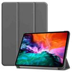 For iPad Pro 12.9 2022 / 2021 Custer Texture Horizontal Flip PU Leather Tablet Case with Three-folding Holder & Sleep / Wake-up Function(Grey)