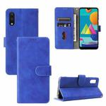 For Samsung Galaxy A02 / M02 Solid Color Skin Feel Magnetic Buckle Horizontal Flip Calf Texture PU Leather Case with Holder & Card Slots & Wallet(Blue)