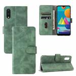 For Samsung Galaxy A02 / M02 Solid Color Skin Feel Magnetic Buckle Horizontal Flip Calf Texture PU Leather Case with Holder & Card Slots & Wallet(Green)