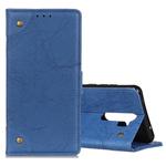 For OPPO A9 (2020) Copper Buckle Retro Crazy Horse Texture Horizontal Flip Leather Case with Holder & Card Slots & Wallet(Blue)